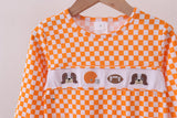 Orange Tennessee puppy bow embroidery checkered top - Aaria Tees Aaria Tees