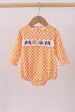 Orange Tennessee puppy bow embroidery checkered bubble - Aaria Tees Aaria Tees