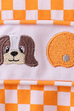 Orange Tennessee puppy bow embroidery checkered bubble - Aaria Tees Aaria Tees