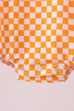 Orange Tennessee puppy bow embroidery checkered bubble - Aaria Tees Aaria Tees