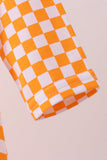 Orange Tennessee puppy bow embroidery checkered bubble - Aaria Tees Aaria Tees