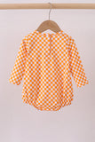 Orange Tennessee puppy bow embroidery checkered bubble - Aaria Tees Aaria Tees