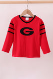 Premium Red Georgia applique top Aaria Tees