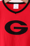 Premium Red Georgia applique top Aaria Tees