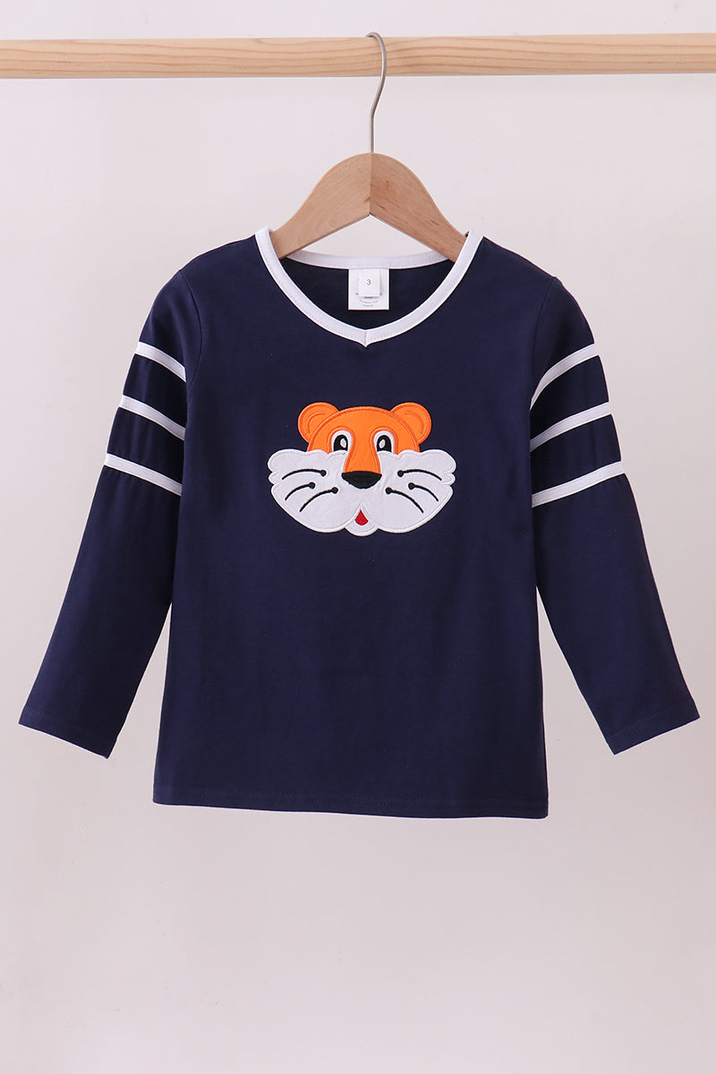 Premium Navy Auburn tiger applique top - Aaria Tees Aaria Tees