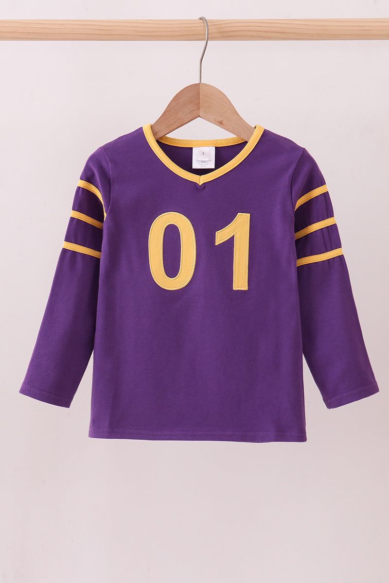 Premium Purple LSU 01 applique top - Aaria Tees