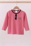 Premium Red Georgia bulldog embroidery stripe top Aaria Tees