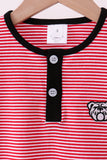 Premium Red Georgia bulldog embroidery stripe top Aaria Tees