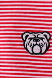 Premium Red Georgia bulldog embroidery stripe top Aaria Tees