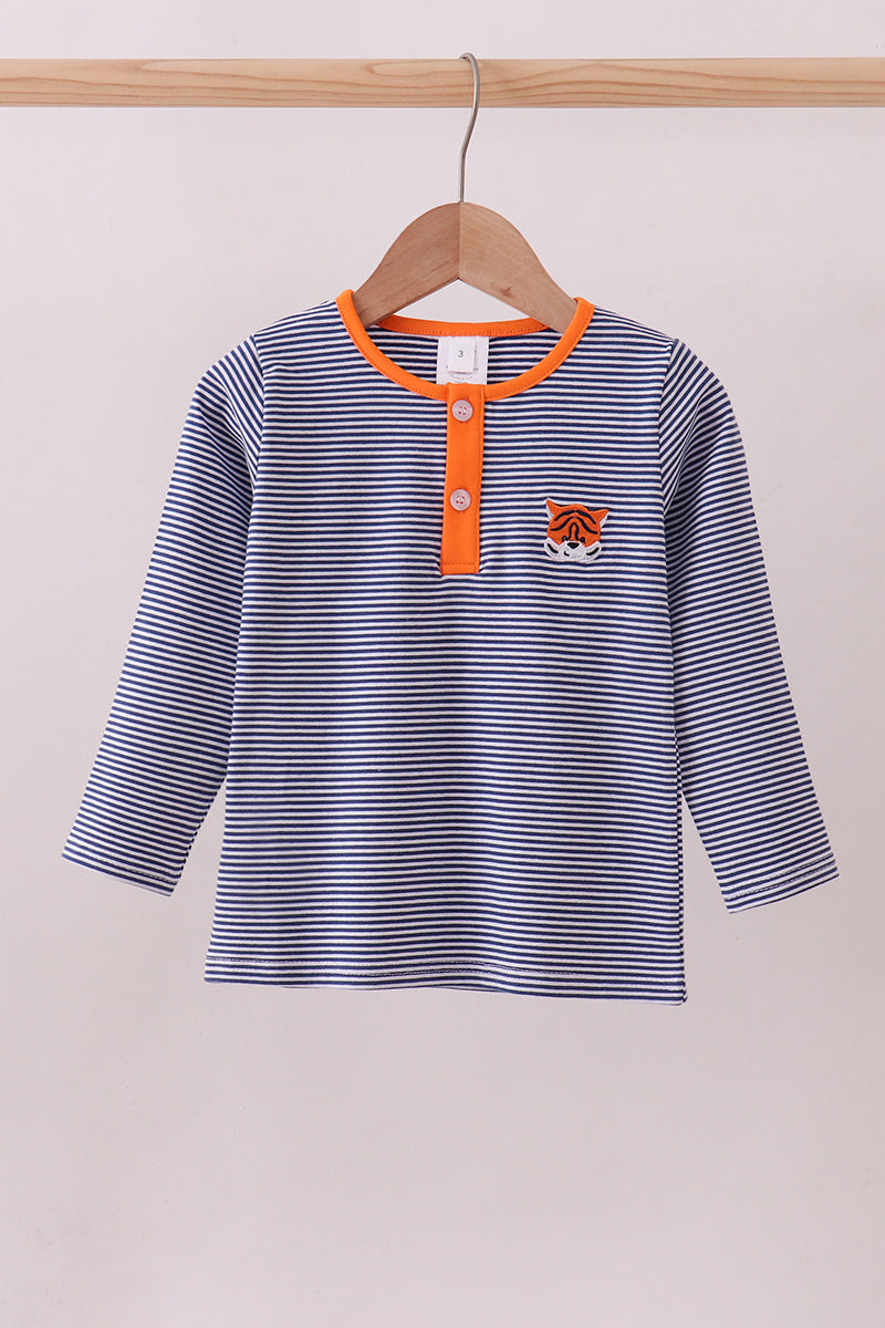 Premium Blue Auburn stripe tiger top - Aaria Tees Aaria Tees