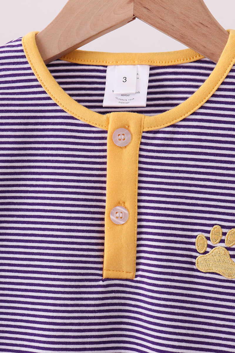 Premium Purple LSU stripe embroidery top - Aaria Tees Aaria Tees