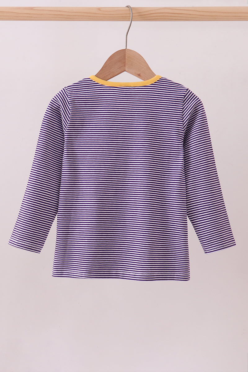 Premium Purple LSU stripe embroidery top - Aaria Tees Aaria Tees