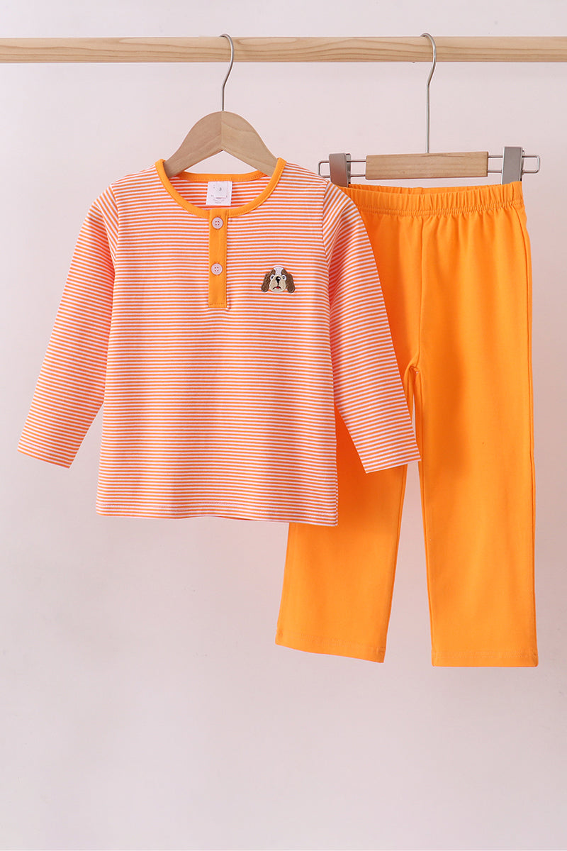 Premium Orange Tennessee puppy stripe pants set - Aaria Tees