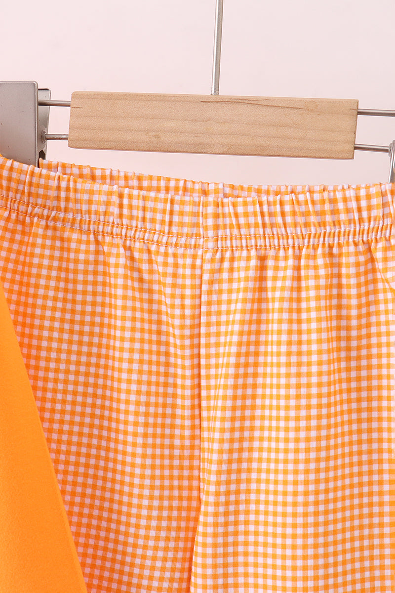 Premium Orange Tennessee football embroidery gingham pants set - Aaria Tees Aaria Tees