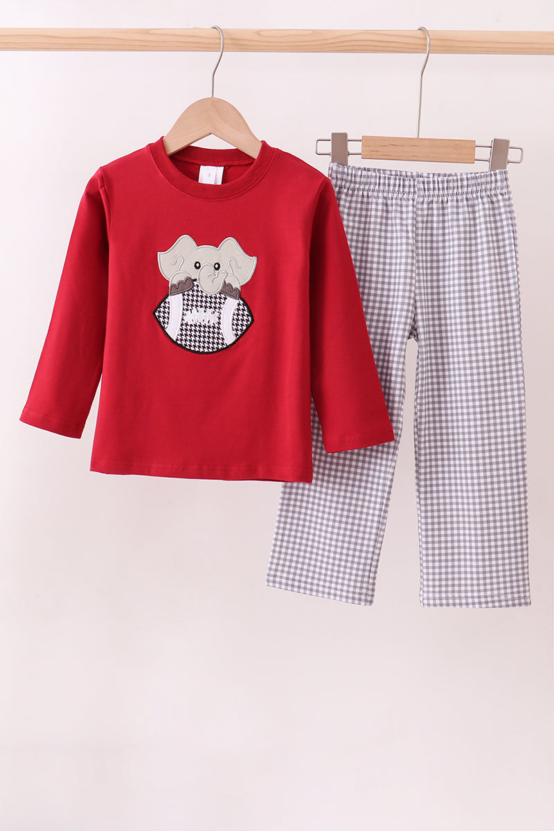 Premium Maroon Alabama elephant applique pants set - Aaria Tees