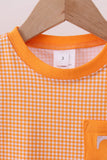 Premium Orange Tennessee embroidery gingham top - Aaria Tees Aaria Tees