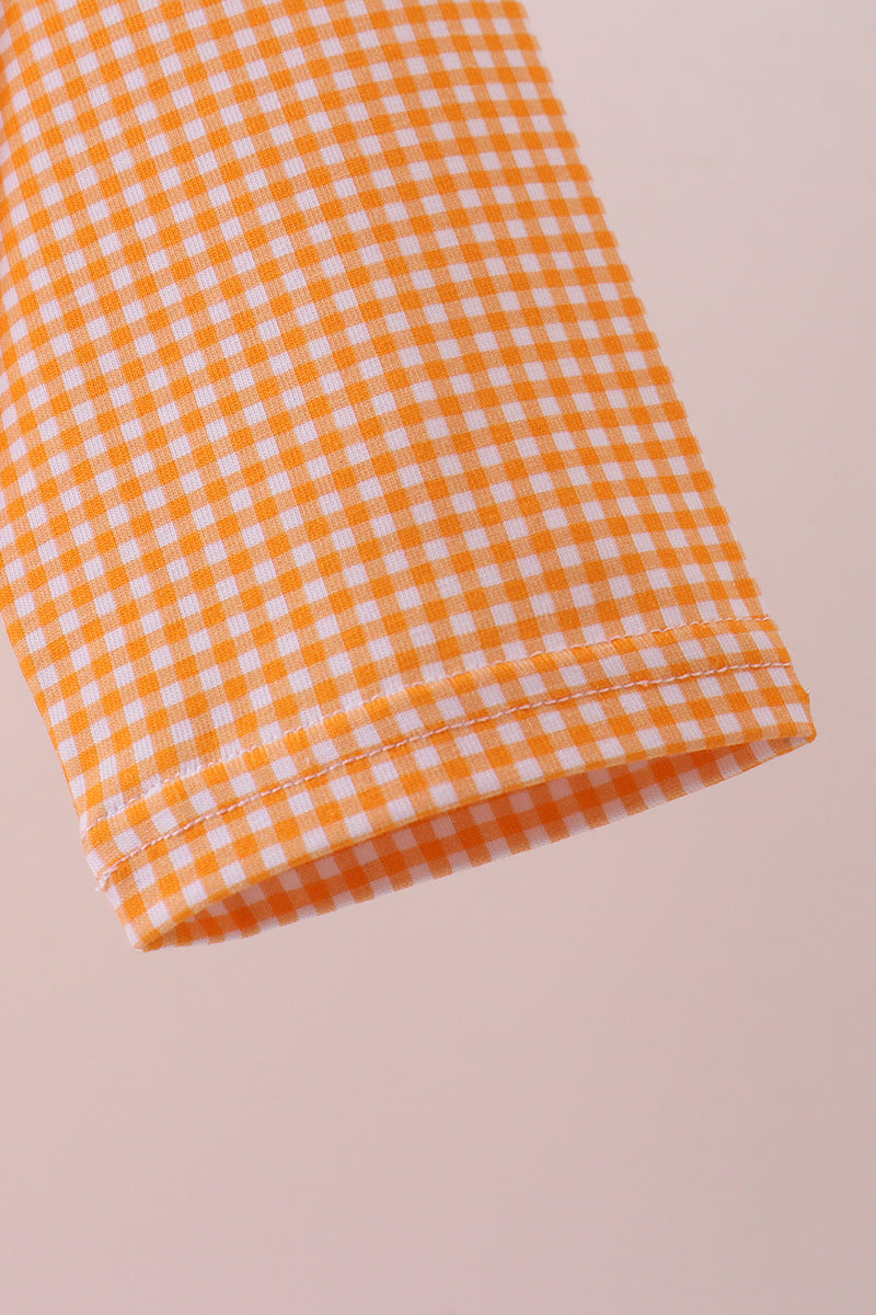 Premium Orange Tennessee embroidery gingham top - Aaria Tees Aaria Tees