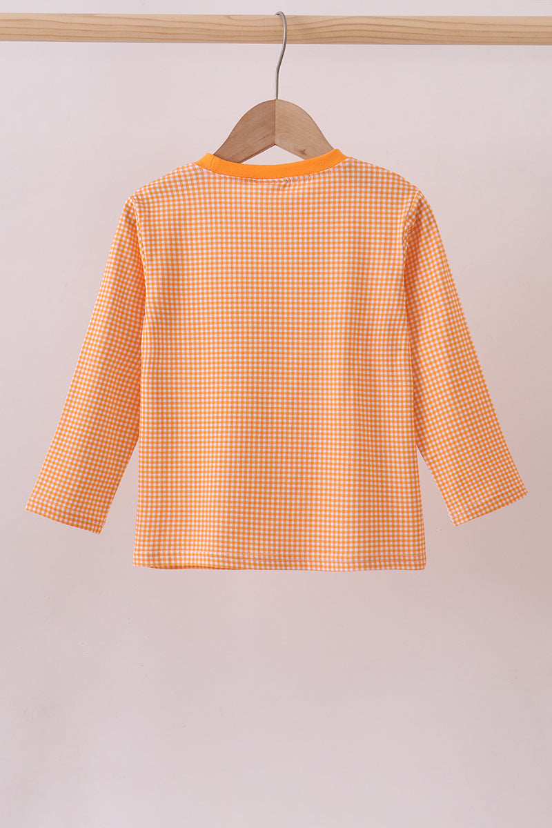 Premium Orange Tennessee embroidery gingham top - Aaria Tees Aaria Tees