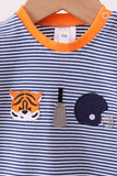 Premium Blue Auburn stripe tiger romper Aaria Tees