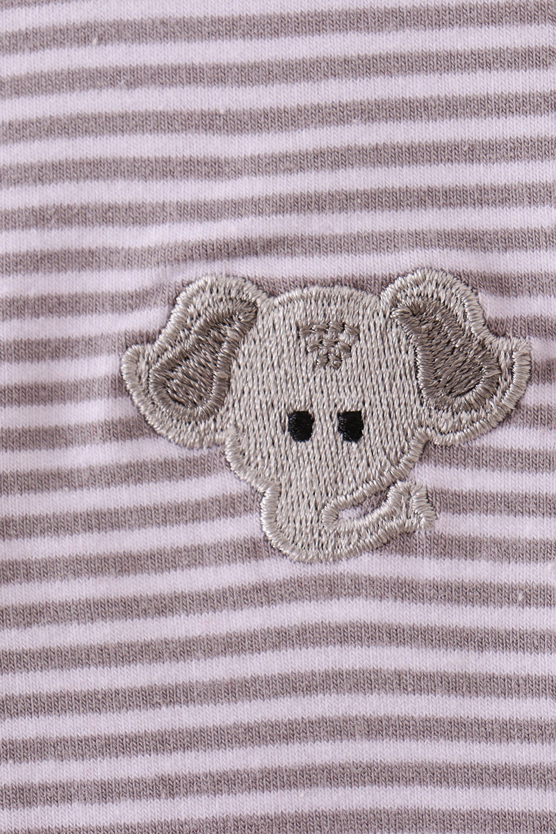 Premium Gray Alabama stripe elephant embroidery dress - Aaria Tees Aaria Tees