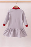 Premium Gray Alabama stripe elephant embroidery dress - Aaria Tees Aaria Tees