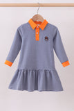 Premium Blue Auburn stripe tiger embroidery dress - Aaria Tees Aaria Tees