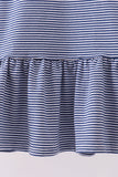 Premium Blue Auburn stripe tiger embroidery dress - Aaria Tees Aaria Tees