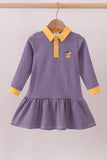 Premium Purple LSU stripe tiger embroidery dress - Aaria Tees Aaria Tees