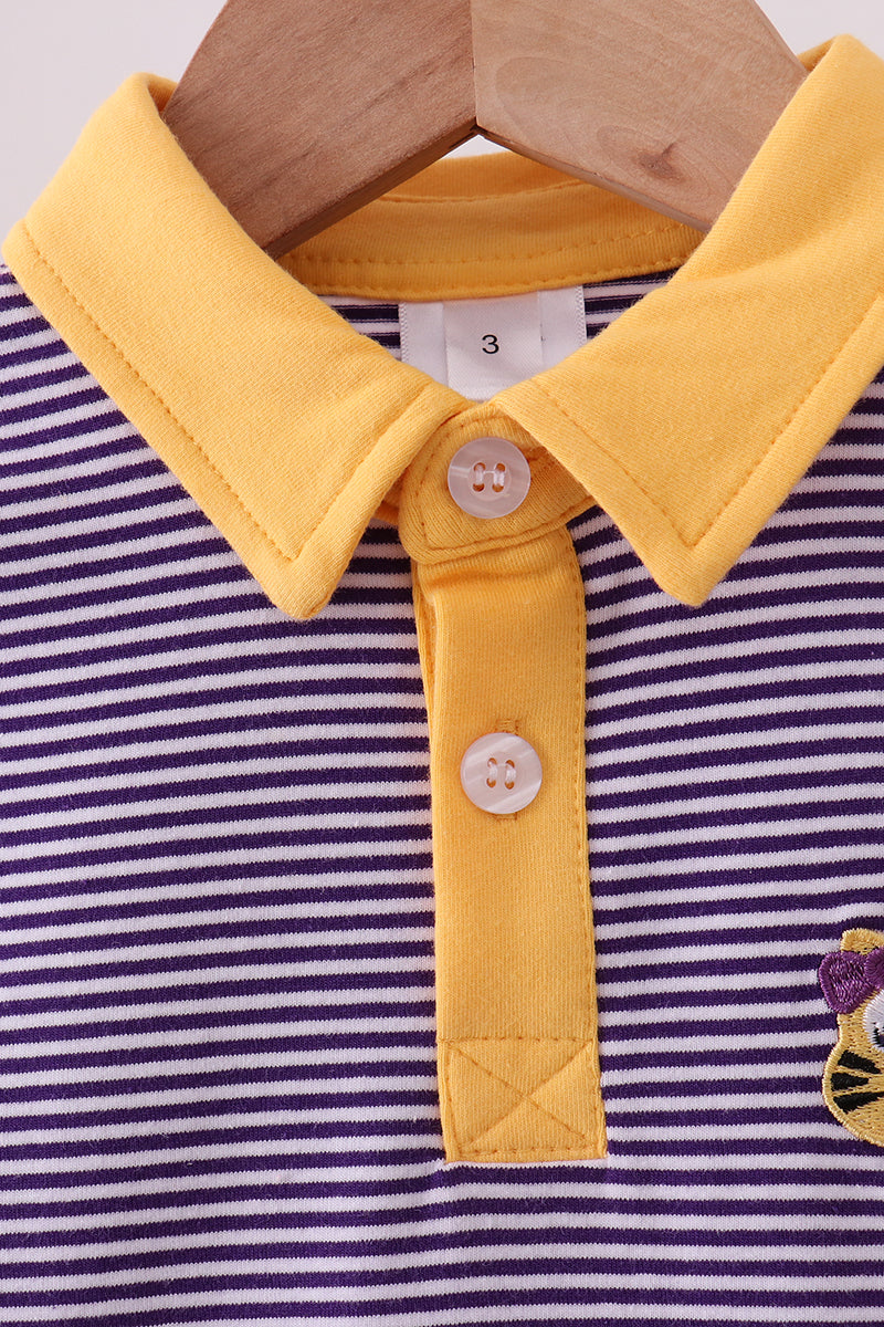 Premium Purple LSU stripe tiger embroidery dress - Aaria Tees Aaria Tees