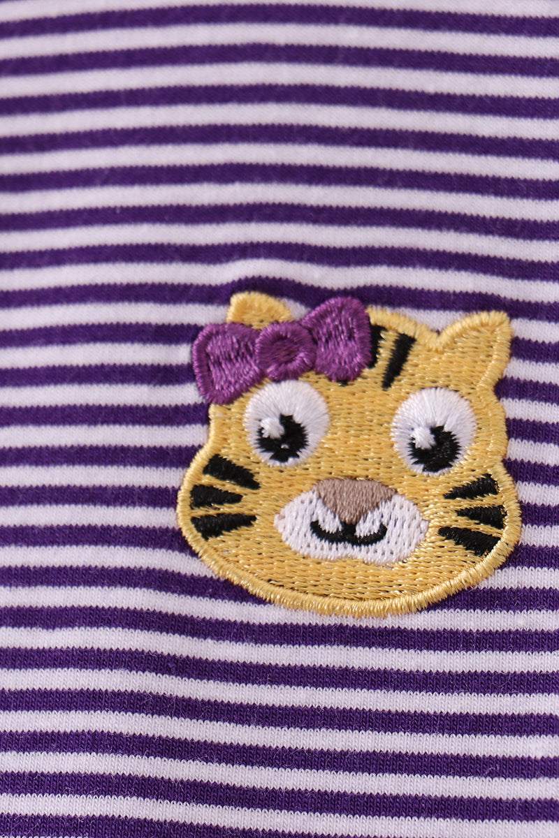 Premium Purple LSU stripe tiger embroidery dress - Aaria Tees Aaria Tees