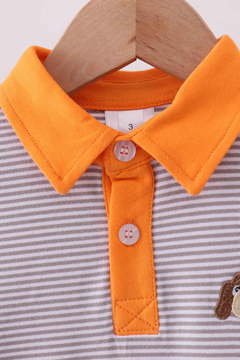 Premium Orange Tennessee stripe puppy embroidery dress - Aaria Tees Aaria Tees