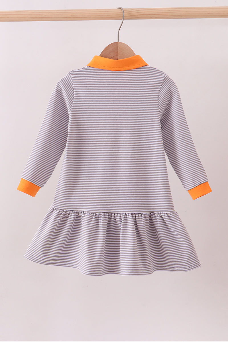Premium Orange Tennessee stripe puppy embroidery dress - Aaria Tees Aaria Tees
