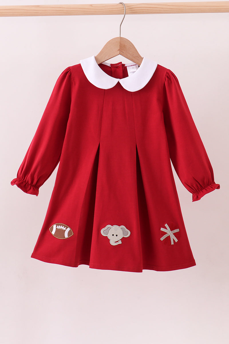 Premium Maroon Alabama elephant applique dress - Aaria Tees Aaria Tees
