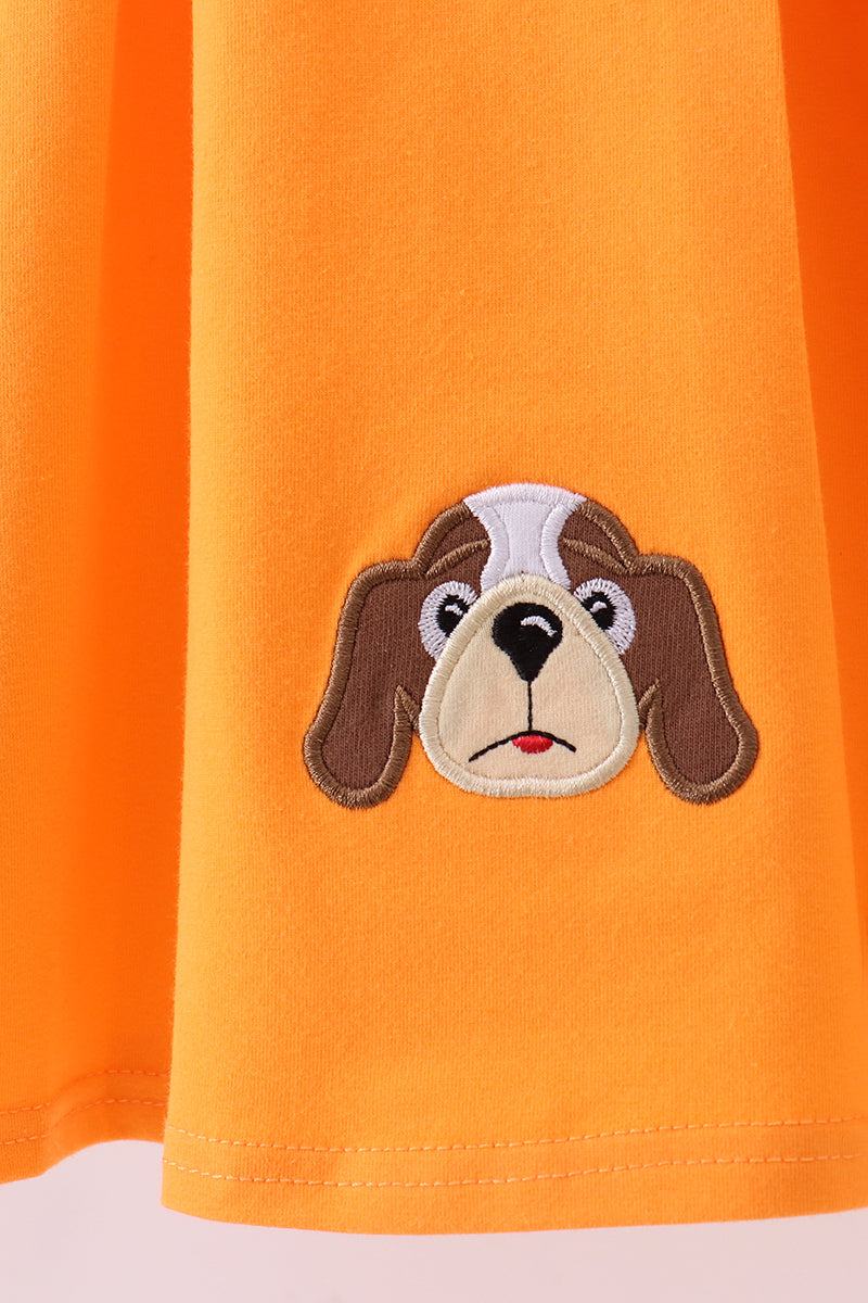 Premium Orange Tennessee puppy applique dress - Aaria Tees Aaria Tees