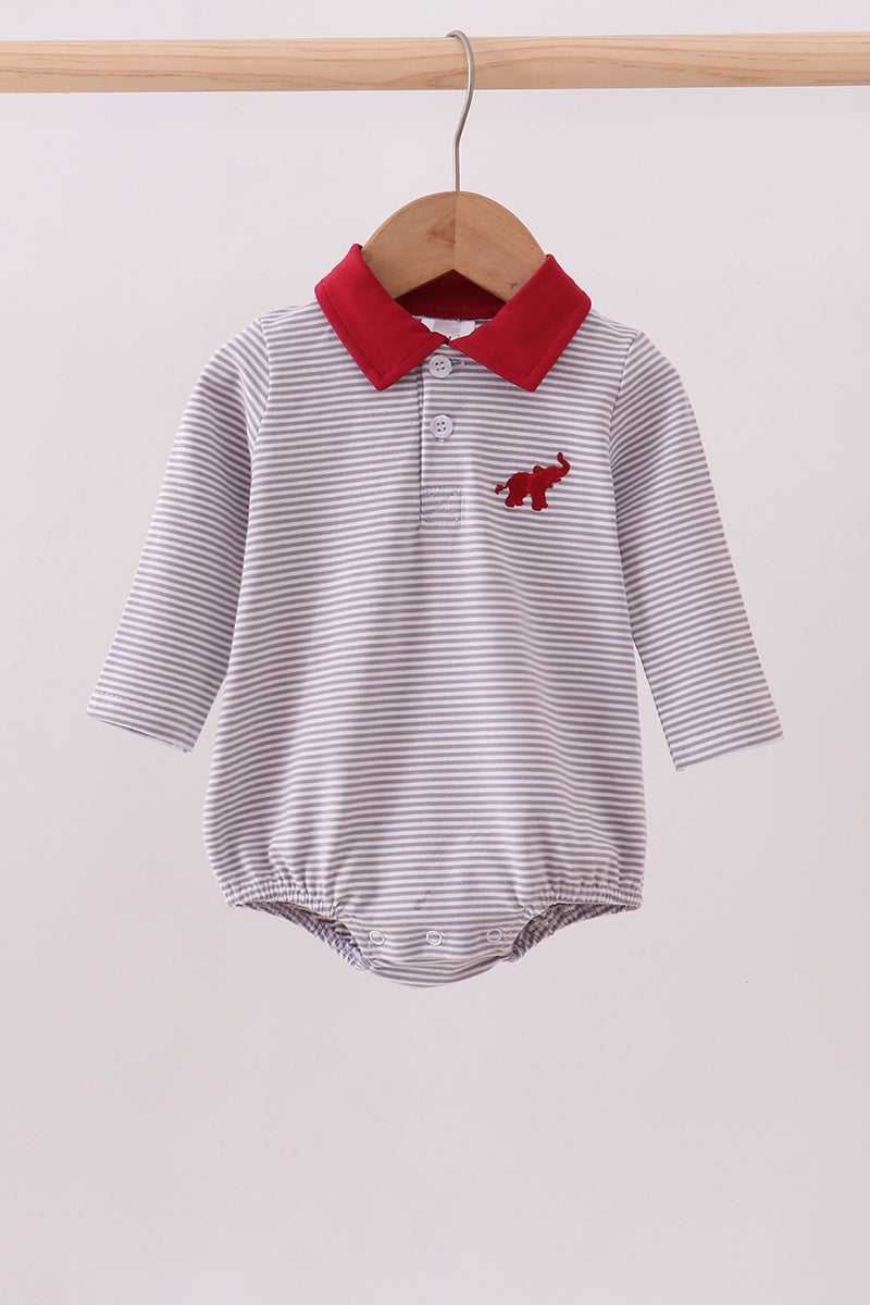 Premium Maroon Alabama elephant embroidery stripe bubble - Aaria Tees