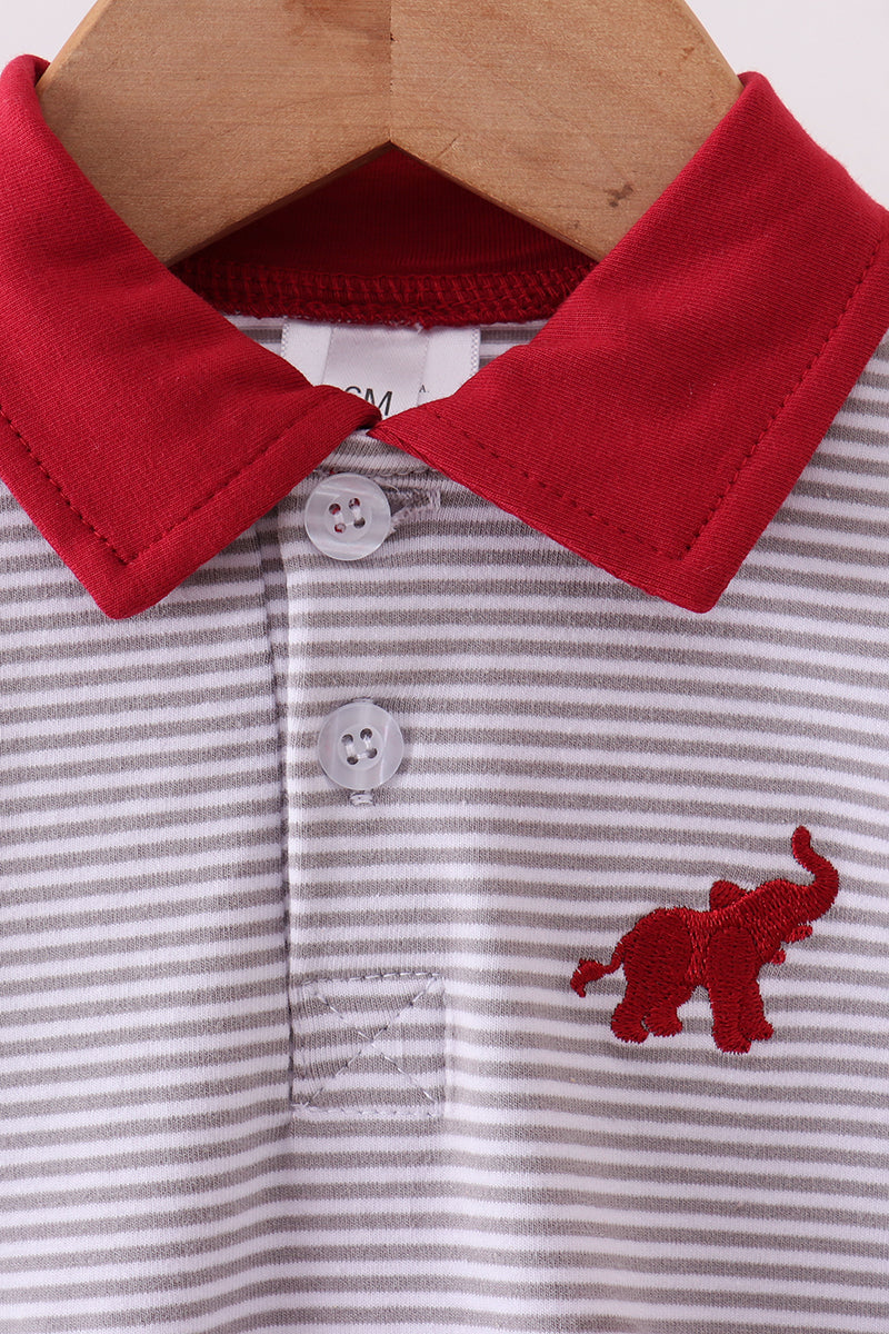Premium Maroon Alabama elephant embroidery stripe bubble - Aaria Tees Aaria Tees
