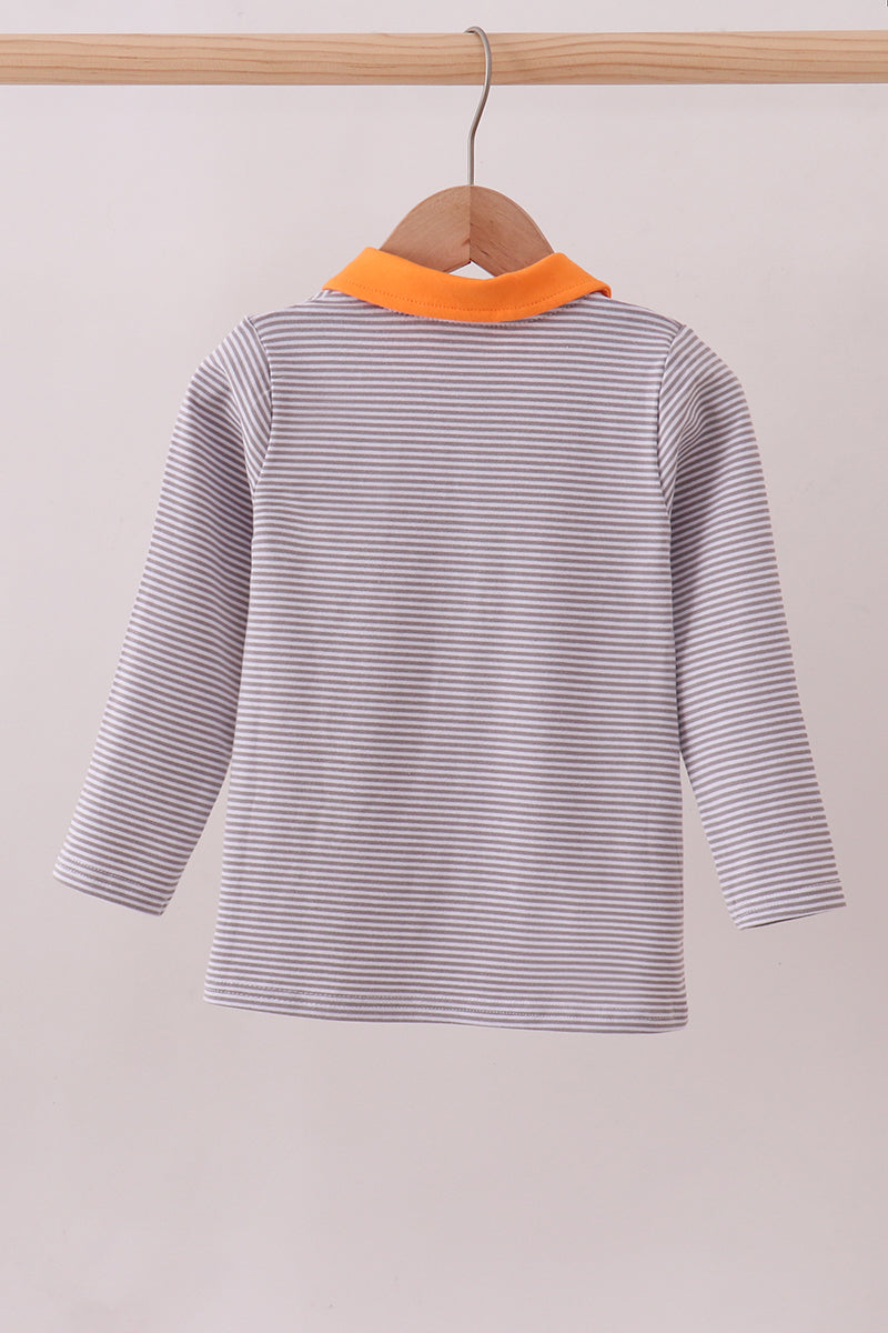 Premium Orange Tennessee stripe puppy embroidery button down shirt - Aaria Tees Aaria Tees