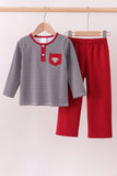Premium Maroon Alabama elephant embroidery gingham pants set Aaria Tees