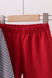 Premium Maroon Alabama elephant embroidery gingham pants set Aaria Tees