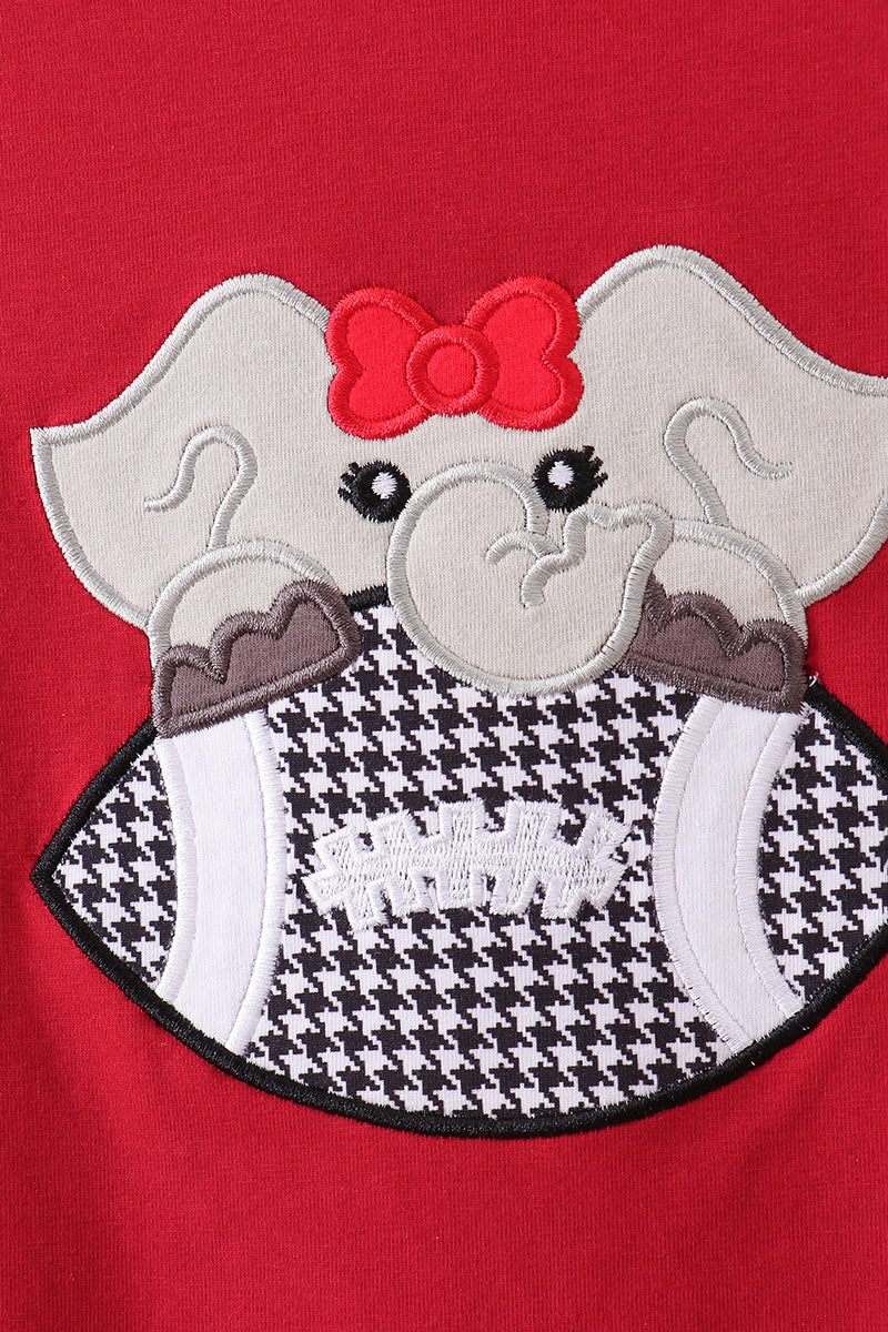Premium Maroon Alabama elephant football applique top - Aaria Tees Aaria Tees