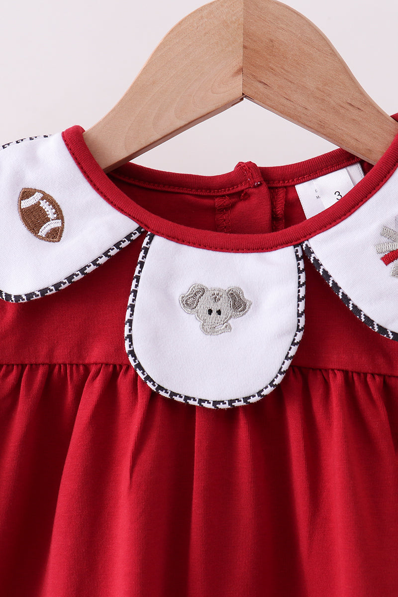 Premium Maroon Alabama elephant football embroidery gingham pants set - Aaria Tees Aaria Tees