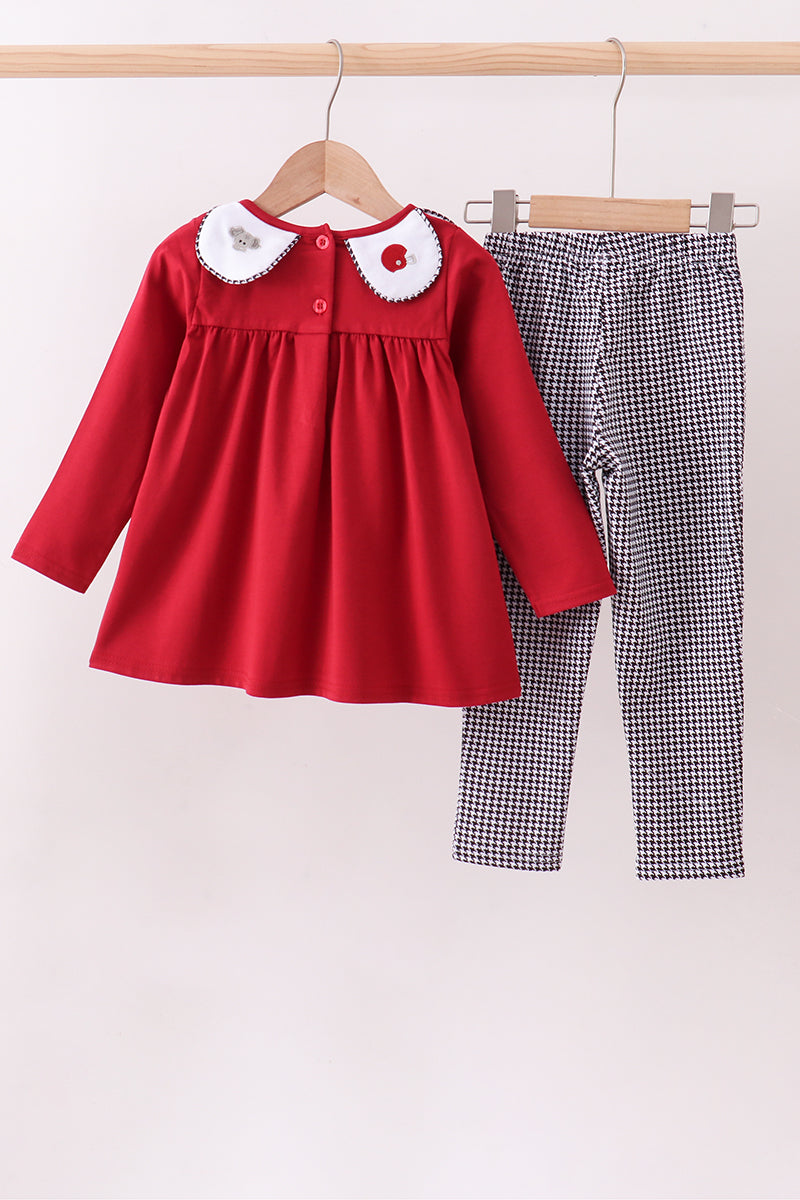 Premium Maroon Alabama elephant football embroidery gingham pants set - Aaria Tees Aaria Tees