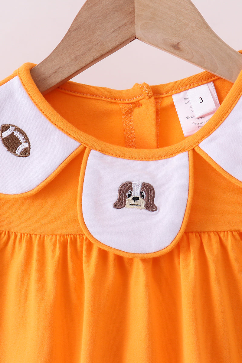 Premium Orange Tennessee puppy football embroidery pants set - Aaria Tees Aaria Tees