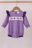 Premium Purple LSU tiger embroidery gingham ruffle bubble - Aaria Tees Aaria Tees