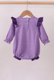 Premium Purple LSU tiger embroidery gingham ruffle bubble - Aaria Tees Aaria Tees