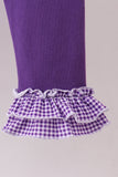 Premium Purple LSU tiger football embroideyr gingham ruffle pants set Aaria Tees