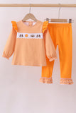 Premium Orange Tennessee puppy football embroidery ruffle pants set - Aaria Tees Aaria Tees