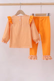Premium Orange Tennessee puppy football embroidery ruffle pants set - Aaria Tees Aaria Tees