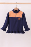 Premium Navy Auburn embroidery ruffle top - Aaria Tees Aaria Tees