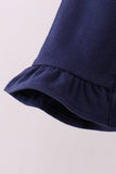 Premium Navy Auburn embroidery ruffle top - Aaria Tees Aaria Tees